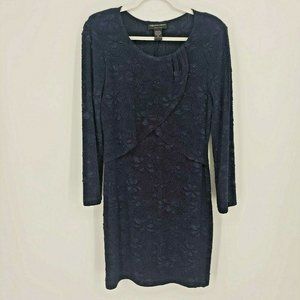 Connected Women's Long Sleeve Blue Sheath Dress